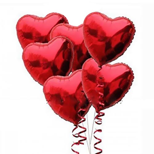 Red Heart Balloons (6 Pcs)