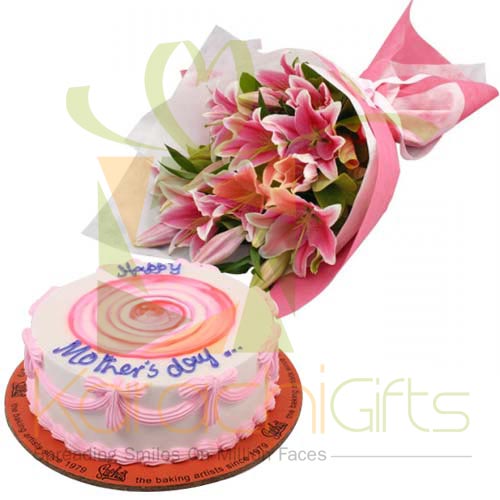 Mothers Day Cake With Lilies
