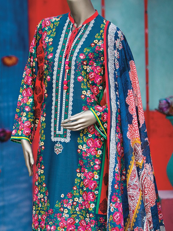 3 Piece Lawn Suit (Unstitched) By Junaid Jamshed