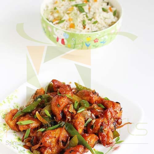 Chilli Chicken With Vegetable Rice
