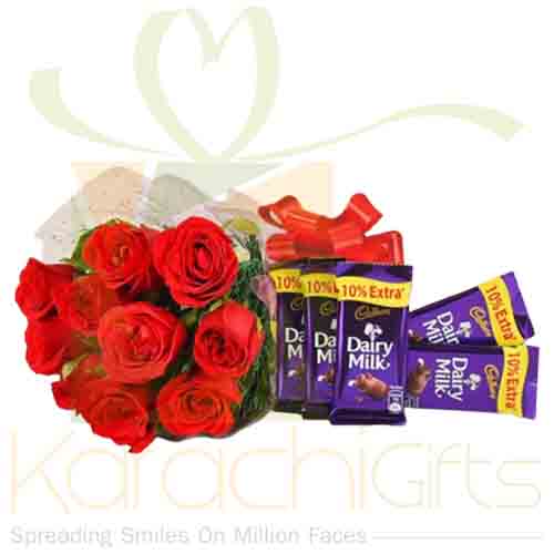 Red Roses With Dairy Milk