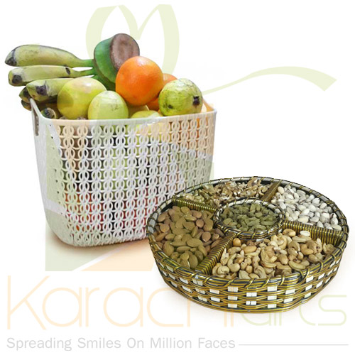 Dry Fruits Basket With Fruits