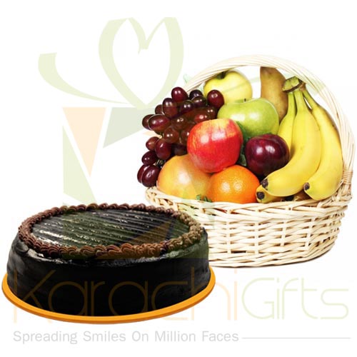 Cake With 5KG Fruit Basket