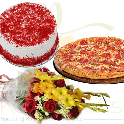 Red Velvet Cake Flower Pizza