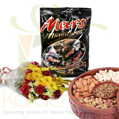 Dry Fruits, Chocolate And Bouquet