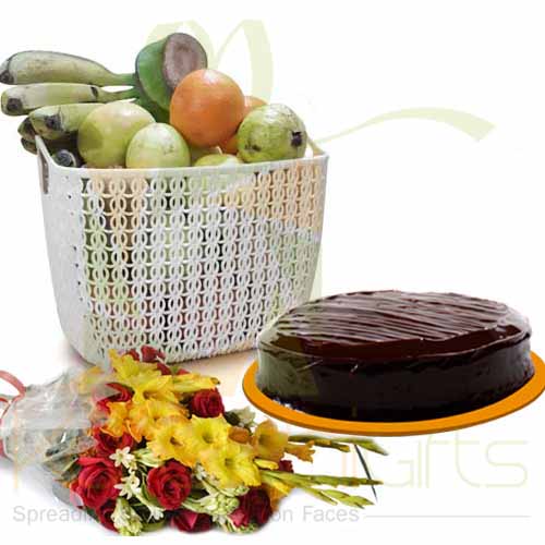 Fruits Cake And Flowers