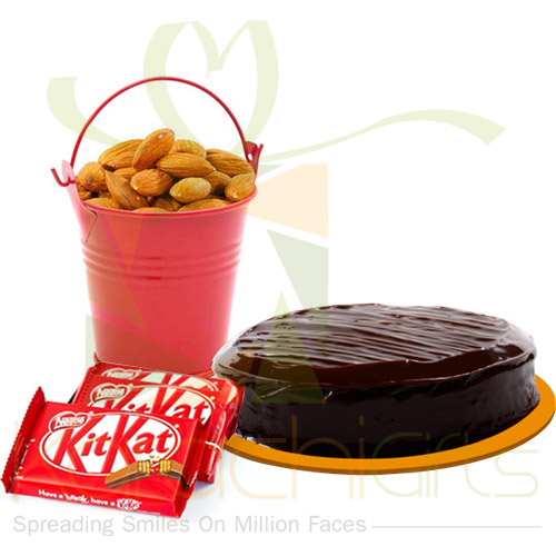 Almond Bucket With Kit Kat And Cake
