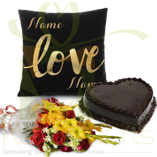 Love Cushion Flowers Heart Cake
