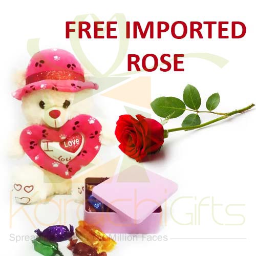 FREE Rose With Teddy n Chocos