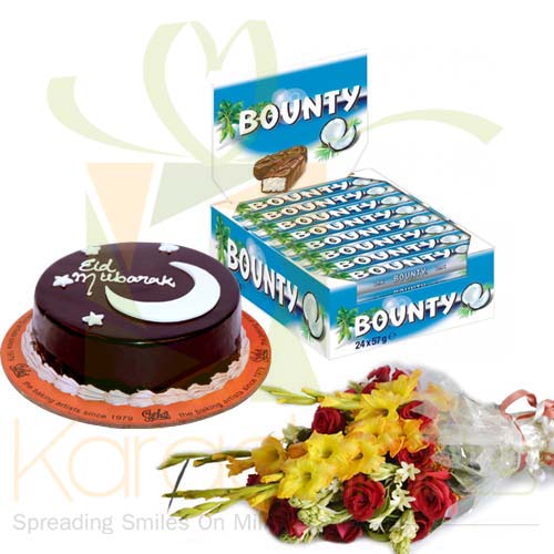 Bounty Eid Cake And Flowers