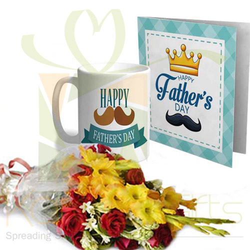 Card Mug Flowers For Fathers Day