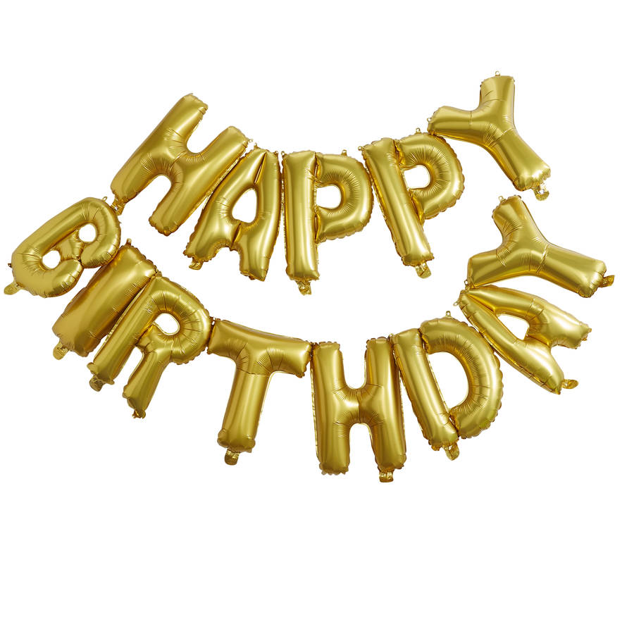 Happy Birthday Balloon Set Gold Foiled