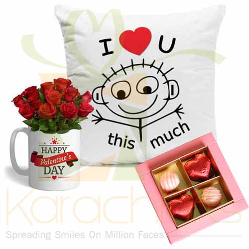 Lal Chocos Rose Mug And Cushion