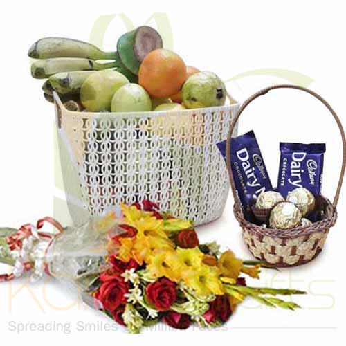 Fruits Chocolates And Flowers