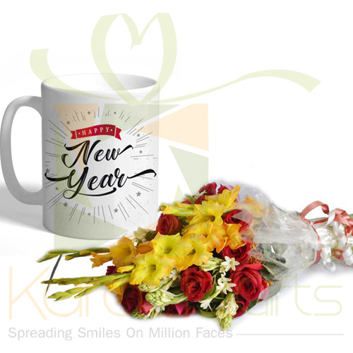 New Year Mug With Flowers