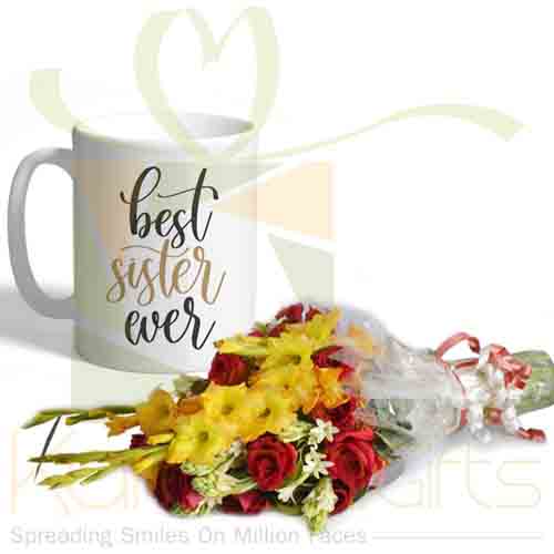 Best Sister Ever Mug With Bouquet