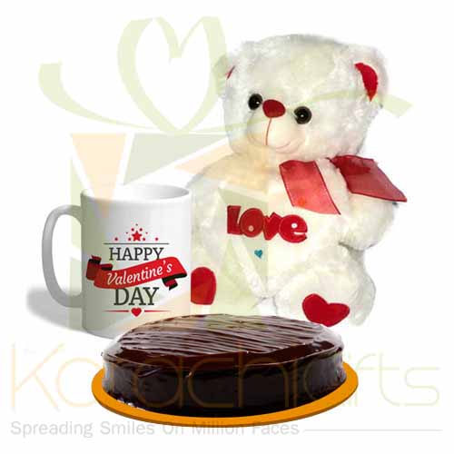 Love Bear With Vale Mug And Cake