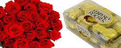 24 Red Roses + Ferrero Chocolates