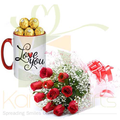 Love You Choc Mug With Roses