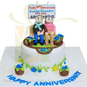 40th Anniversary Fondant Cake 7lbs by Sachas