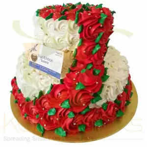 2 Tier Rose Cake 6lbs-Blue Ribbon
