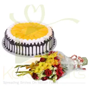 Mango Cake With Flowers