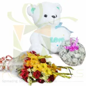 Teddy Chocs And Flowers