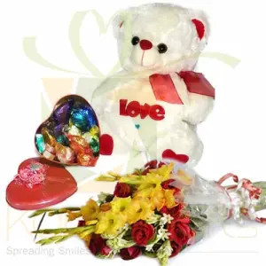 Teddy Choc Tin And Flowers