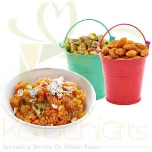 Dry Fruit Buckets With Gajar Ka Halwa