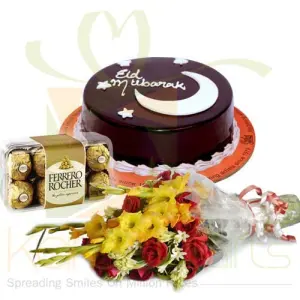 Eid Cake With Ferrero And Flowers
