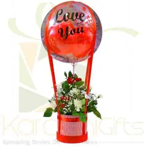 Love Balloon And Flower Arrangement