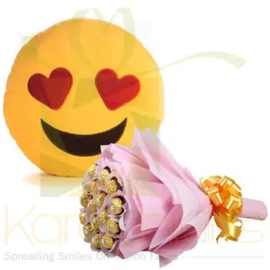 Ferrero Bouquet With Emoji Cushion