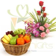Imported Flower Basket With Fruits