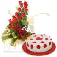 Rose Basket With Heart Cake