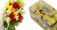 Flowers Bouquet & Ferrero Chocolates