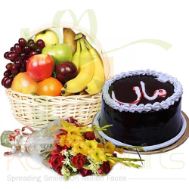 Frutis and Flowers With Maa Cake