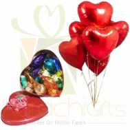 Choc Heart With Balloons