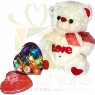 Choc Heart With Teddy Bear