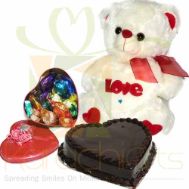 Choc Heart And Heart Cake With Teddy