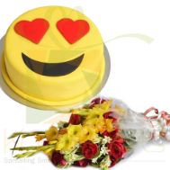 Smiley Cake With Bouquet