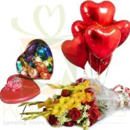 Balloons, Chocolates And Flowers