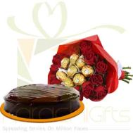Cake With Ferrero Rose Bouquet