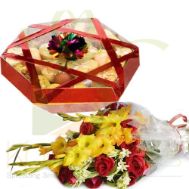Flowers With Mithai Tokra
