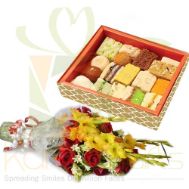 2Kg Mithai With Flowers