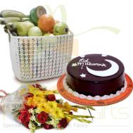 Fruits Flowers With Eid Cake