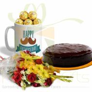 Ferrero Mug With Cake And Flowers
