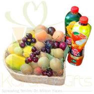 Juices With Fruits In Heart Basket