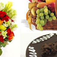 Flowers & Cakes (2lbs) & Fruit Basket