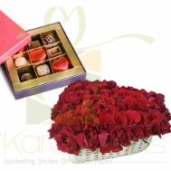 Lals Chocolate With Rose Heart Basket