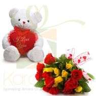 Mix Flowers With Teddy